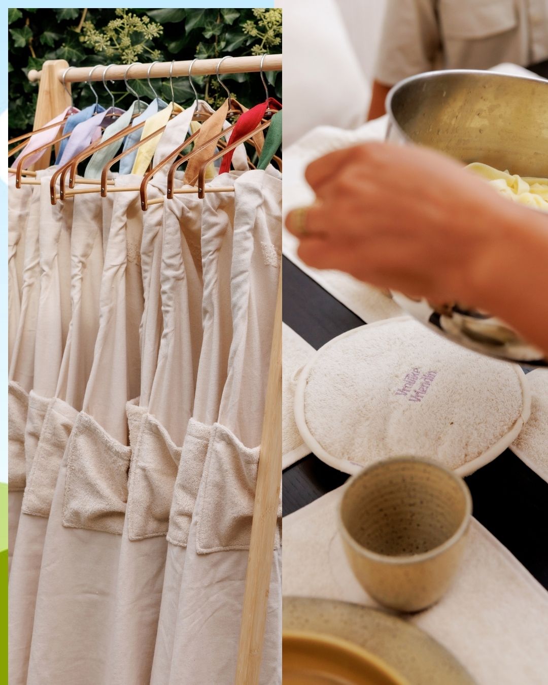 Kerstdeal: vrolijk schort donkergroen & pannenlappen