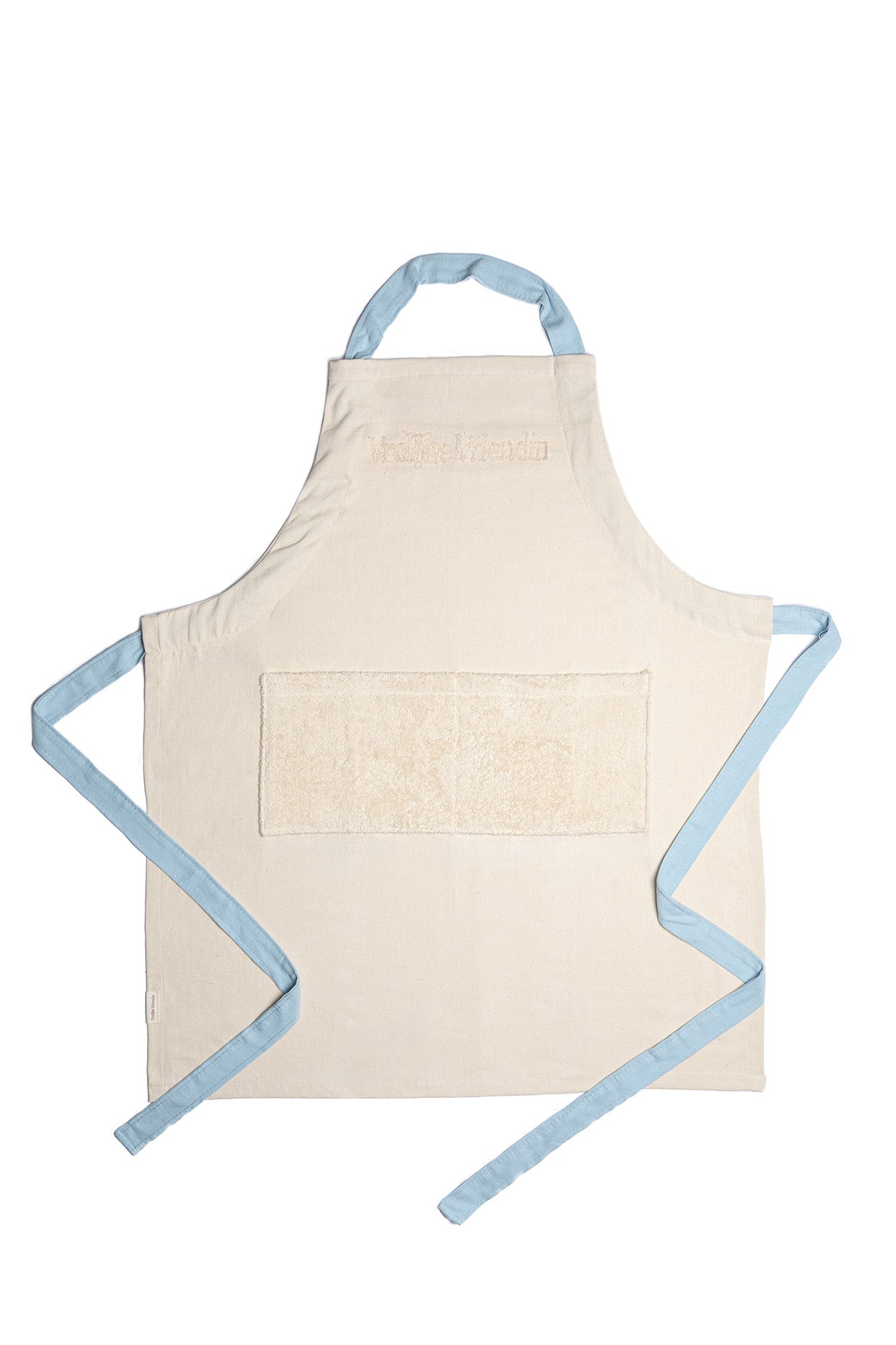 Vrolijk schort - band babyblauw