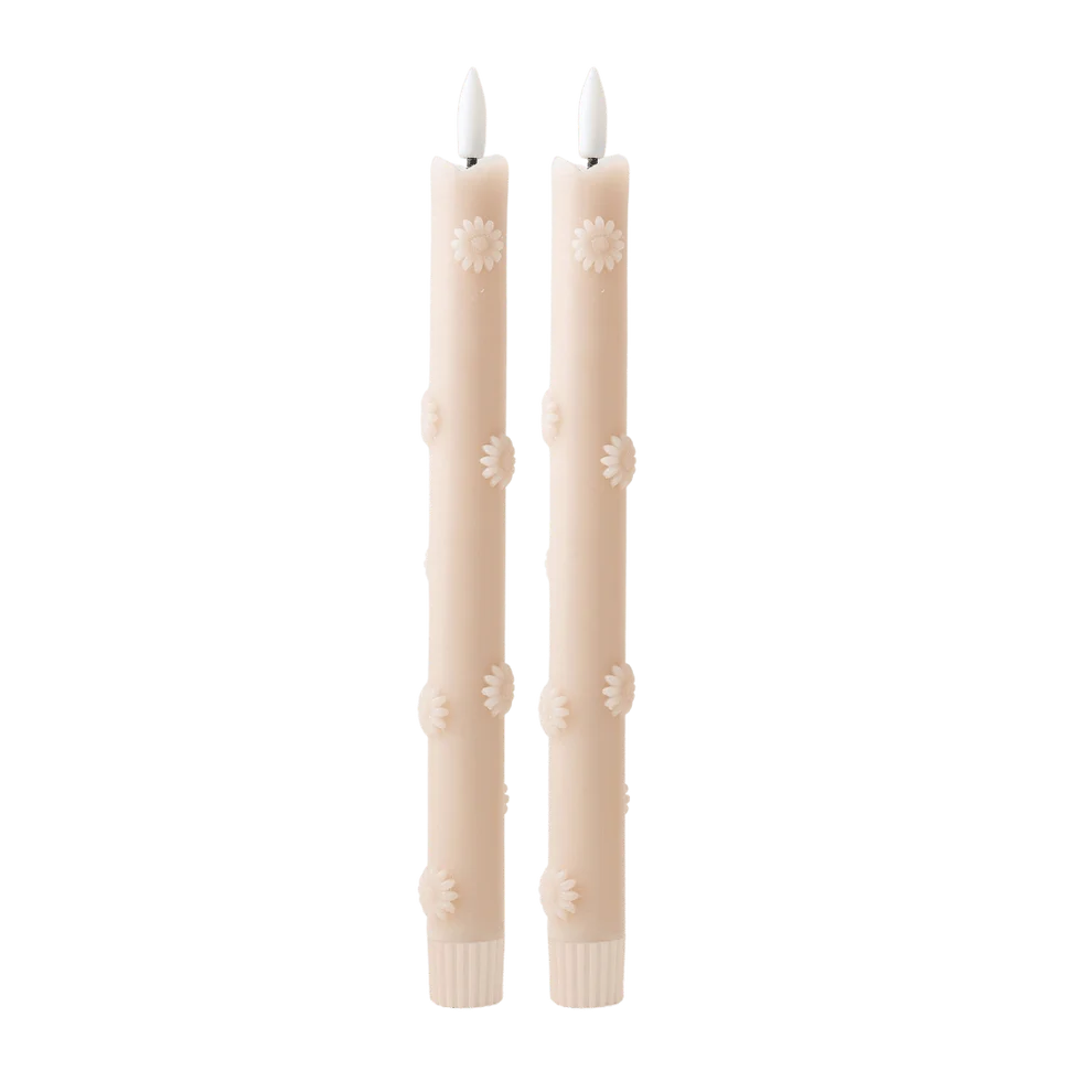 LED Kaars met bloemen - zand (set van 2)