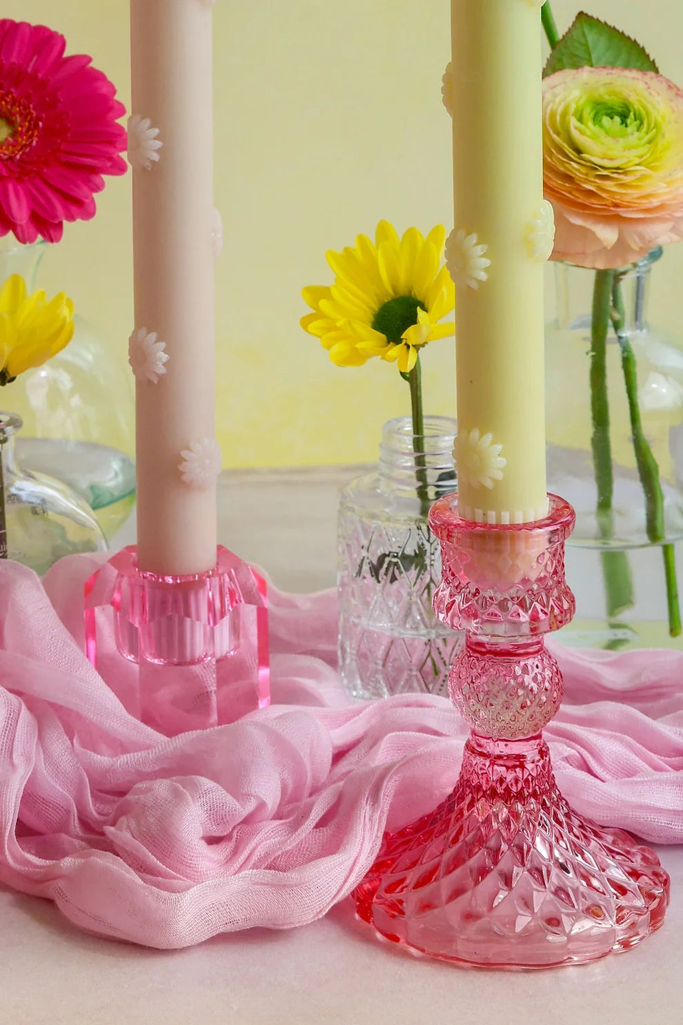 LED Kaars met bloemen - zand (set van 2)